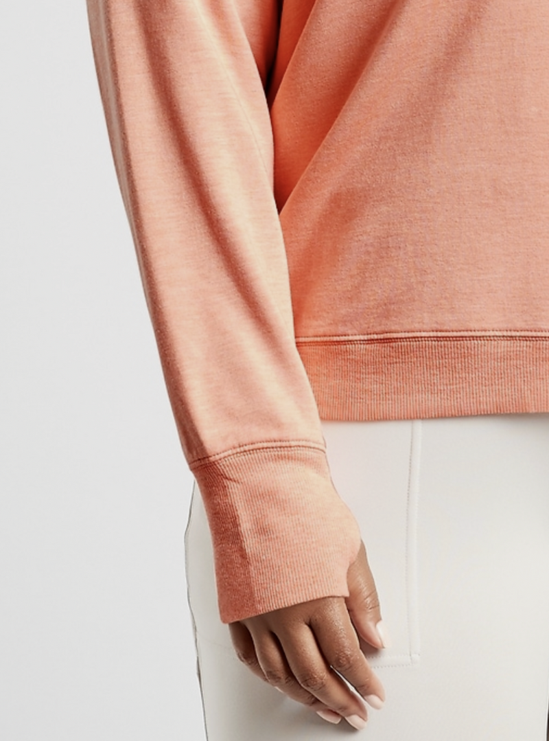 Athleta Beach Peach Long Sleeve Sunrise V-neck Sweatshirt