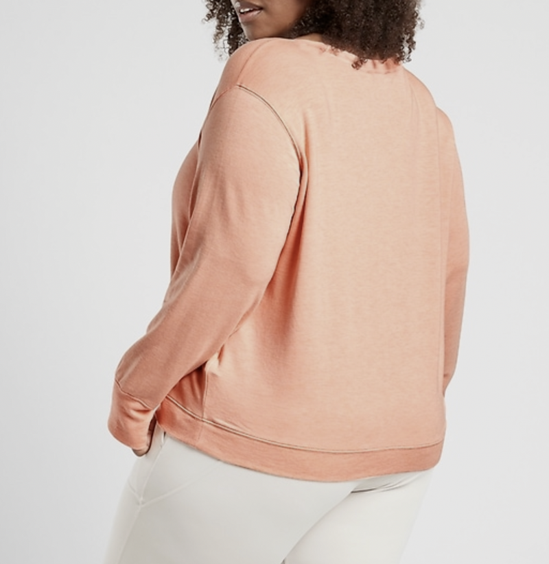 Athleta Beach Peach Long Sleeve Sunrise V-neck Sweatshirt