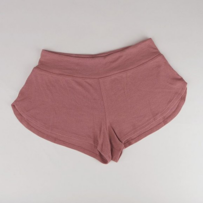 Athleta Palermo Pink Elastic Waist Soft Well Rested Rib Pajama Shorts