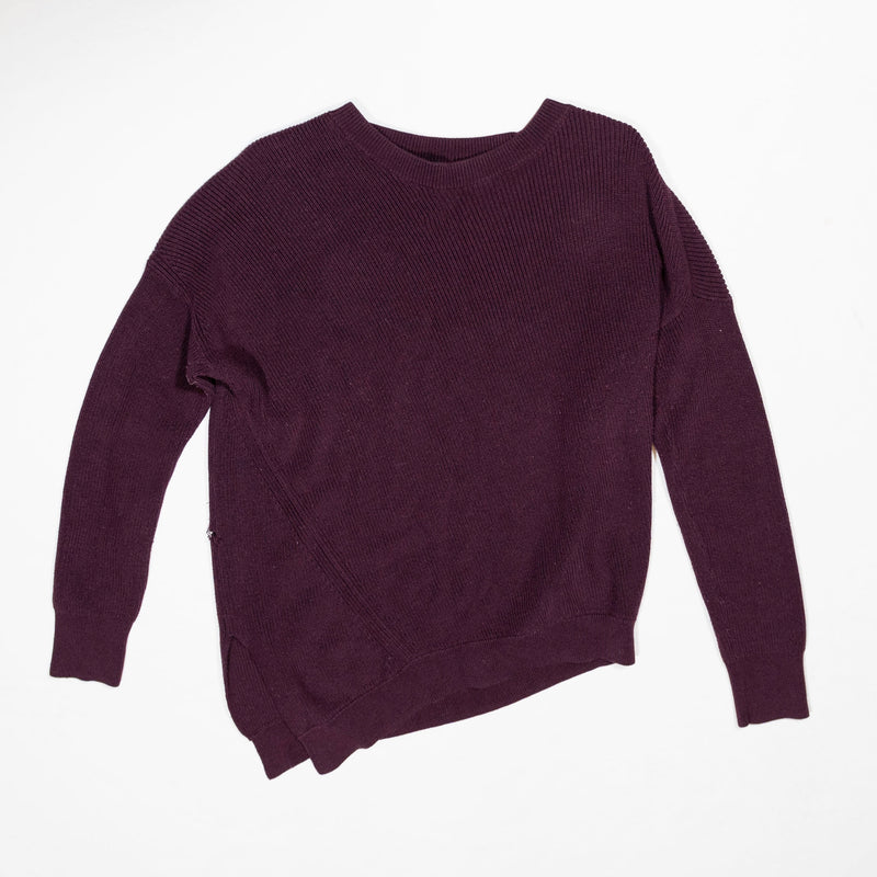 Athleta Rest Day Cotton Silk Knit Asymmetrical Hem Pullover Sweater Purple S