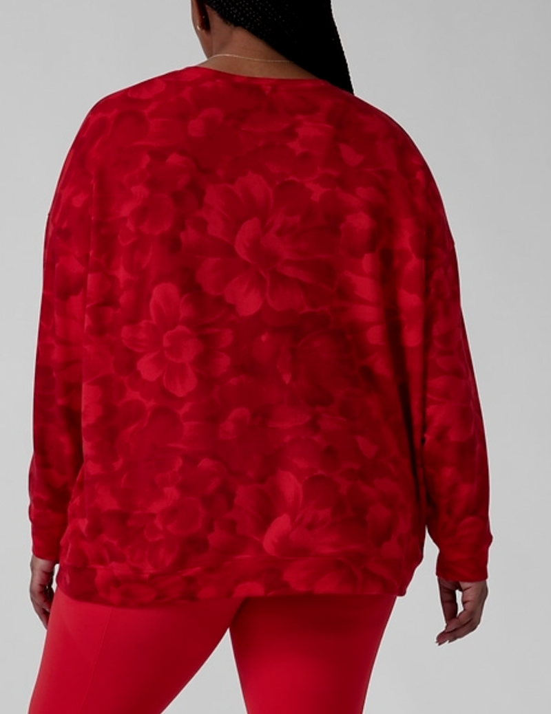 Athleta Chakra Floral Red Balance Printed Pullover Sweatshirt