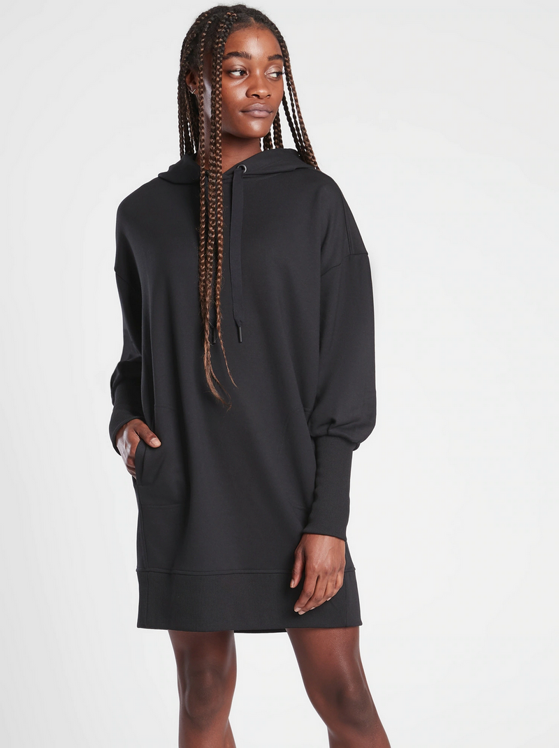 Athleta Black Long Sleeve Mala Hoodie Dress