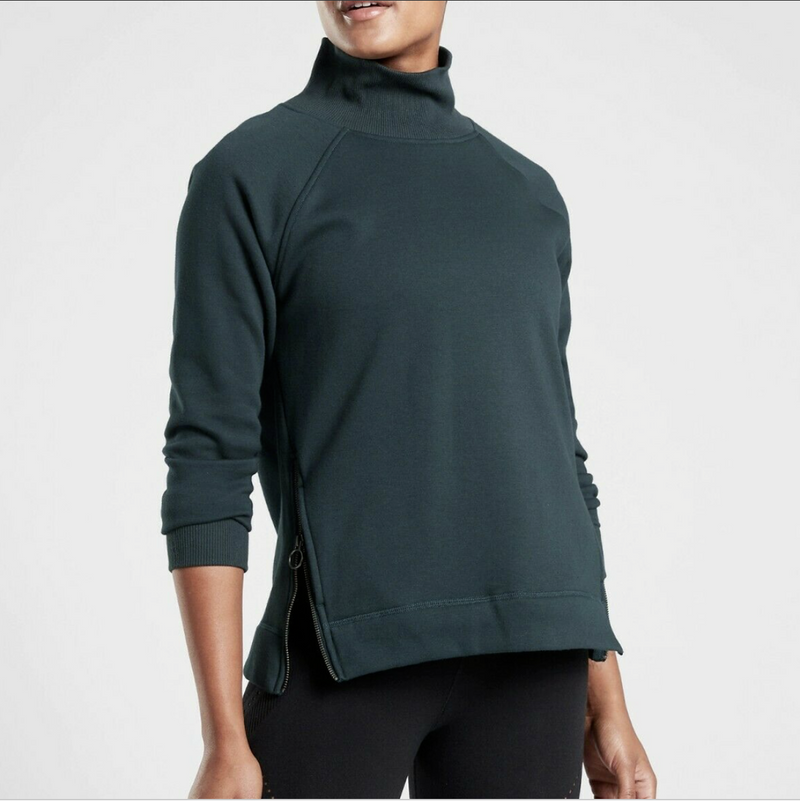 Athleta Nordic Teal Cozy Karma Side Zip Funnel Neck