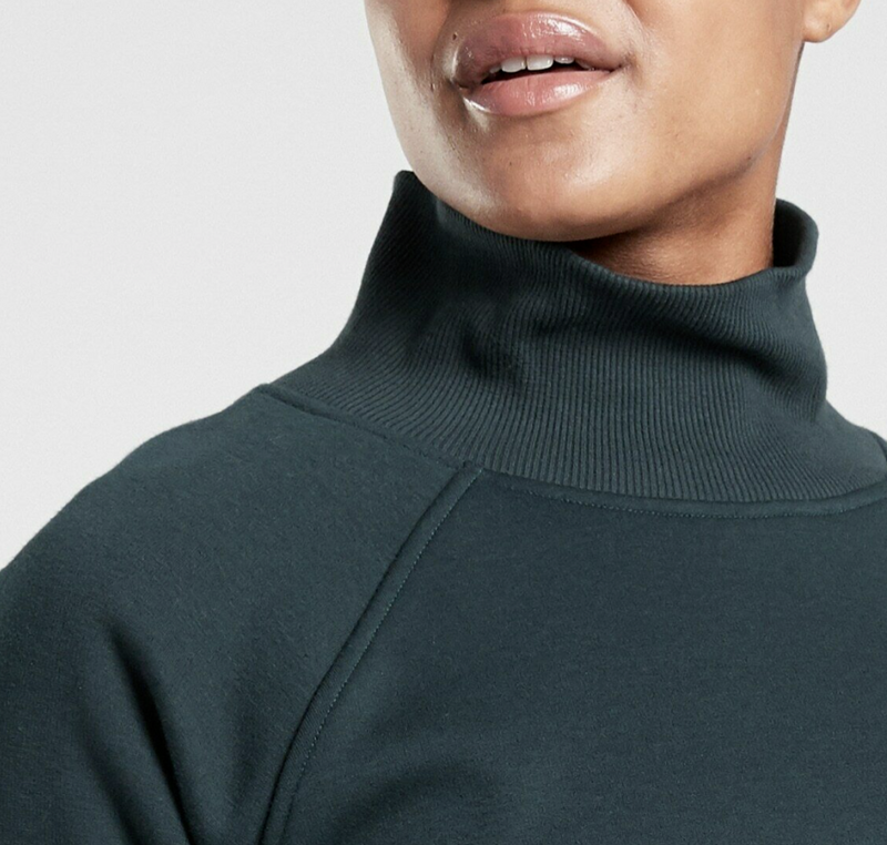 Athleta Nordic Teal Cozy Karma Side Zip Funnel Neck