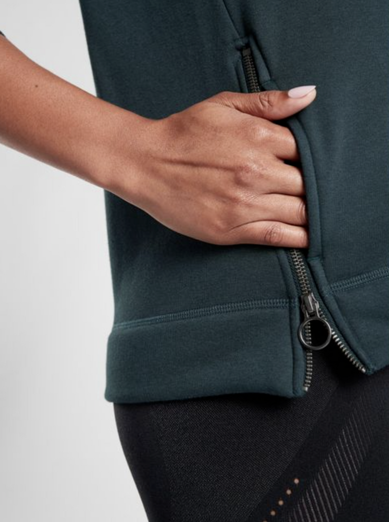 Athleta Nordic Teal Cozy Karma Side Zip Funnel Neck