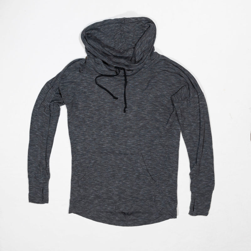 Athleta Studio Cowl Neck Pullover Kangaroo Pocket Sweatshirt Sweater Gray S