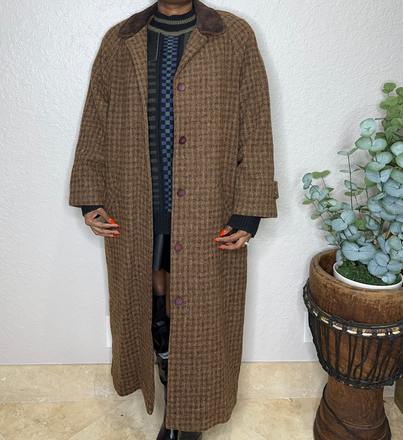 Brown LL Bean Plaid Coat