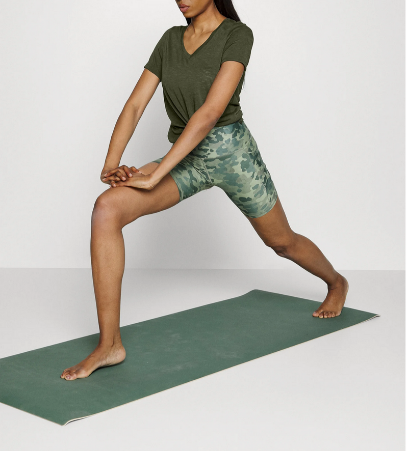 Athleta Aspen Olive Scoop V-Neck Short Sleeve Breezy Tee Top