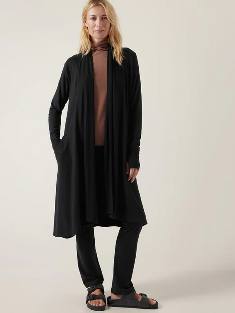 Athleta Black Nirvana Pranayama Long Wrap Cardigan