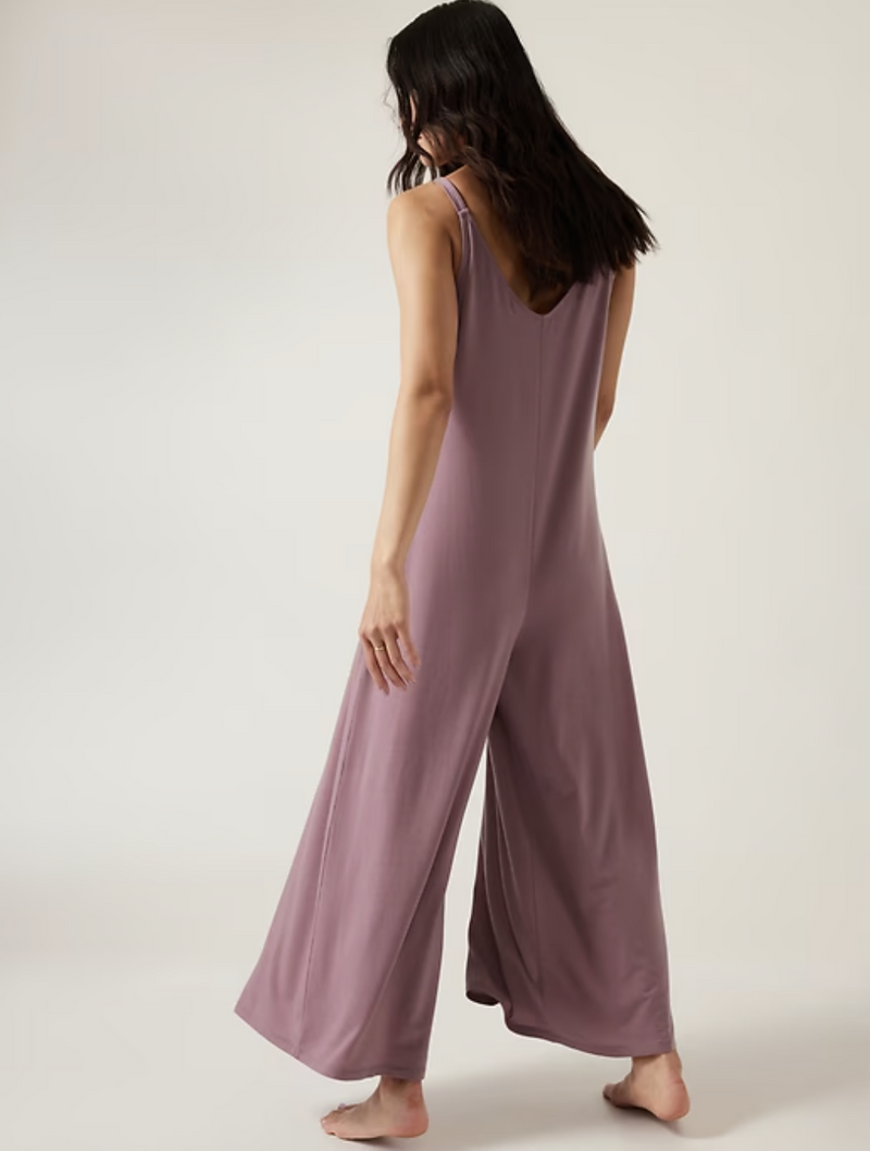 Athleta Dark Sugarplum Mauve Night Time Bliss Sleep V-neck Romper