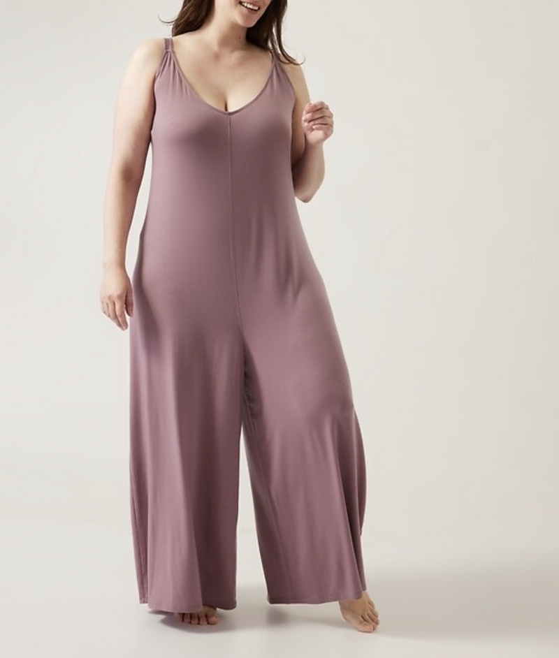 Athleta Dark Sugarplum Mauve Night Time Bliss Sleep V-neck Romper