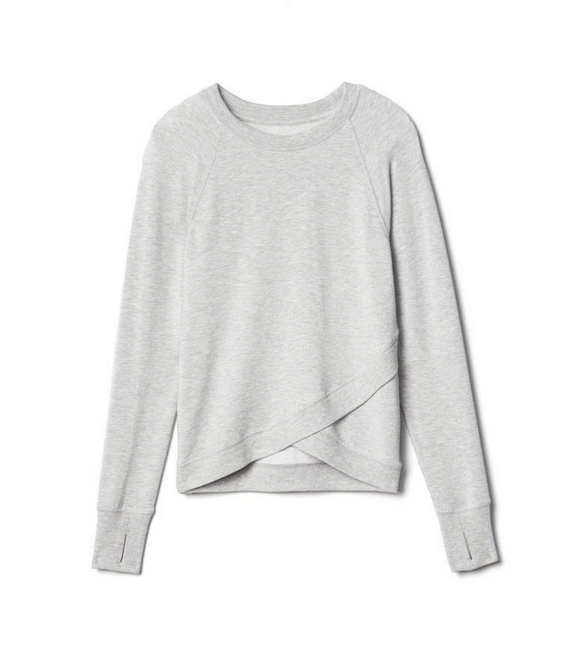 Athleta Girl Grey Long Sleeve Criss Cross My Heart Sweatshirt