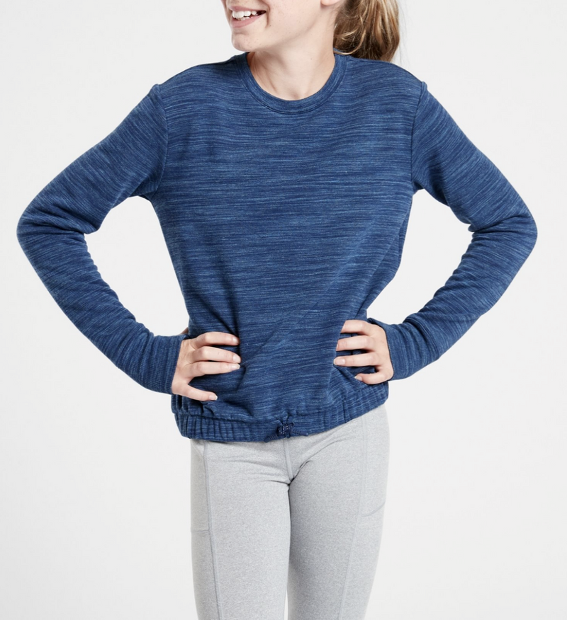 Athleta Girl Joy To The Girl Heather Blue Long Sleeve Sweatshirt
