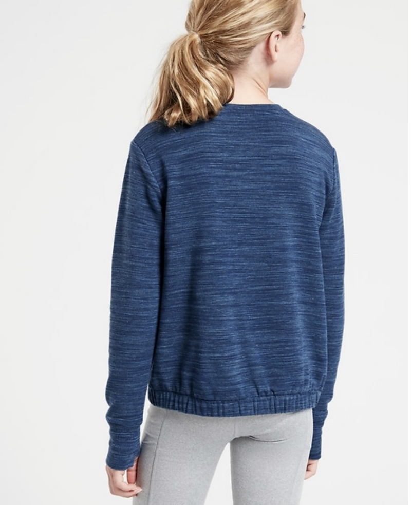 Athleta Girl Joy To The Girl Heather Blue Long Sleeve Sweatshirt