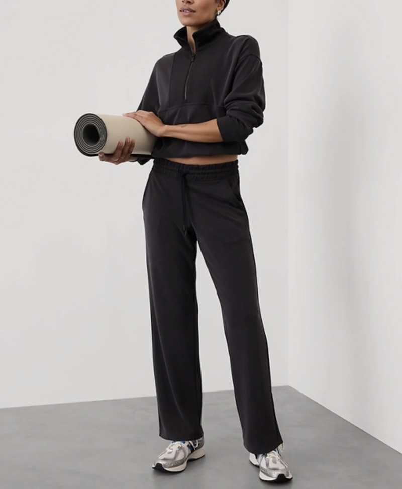 Athleta Washed Black Seasoft Mid-rise Straight Pant