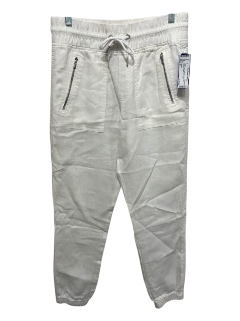 Athleta Size 0 White Linen Drawstring Waist Zip Pockets Jogger Pants