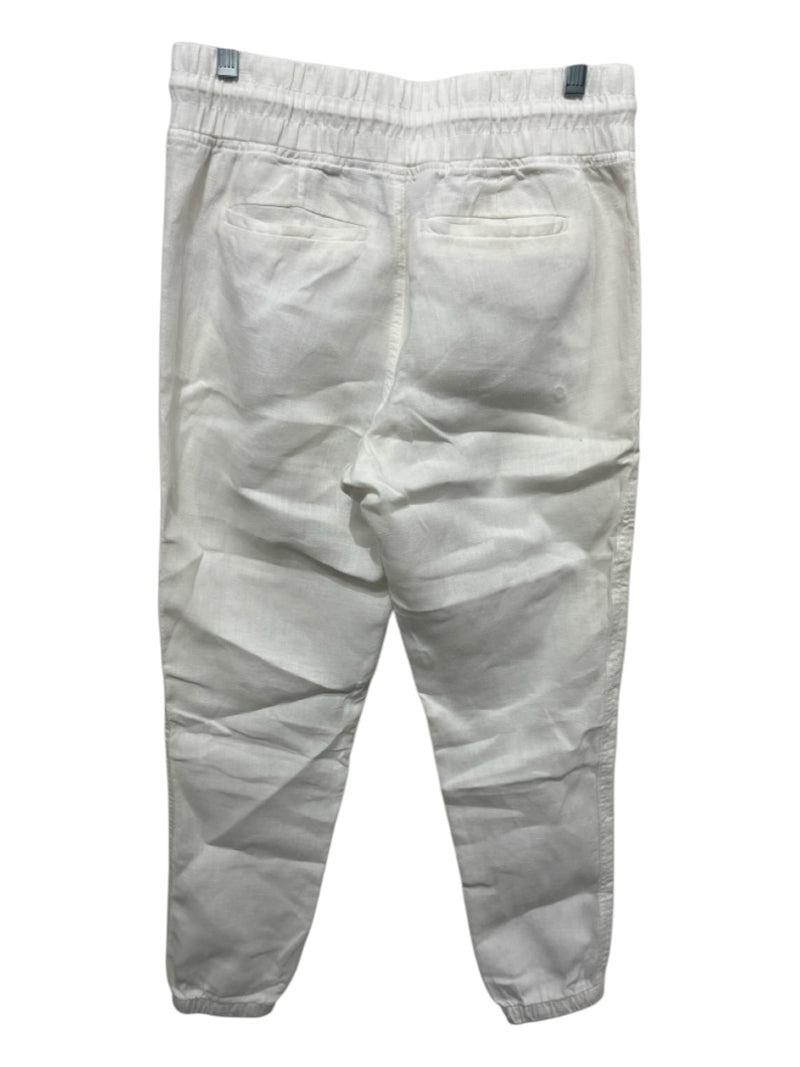 Athleta Size 0 White Linen Drawstring Waist Zip Pockets Jogger Pants