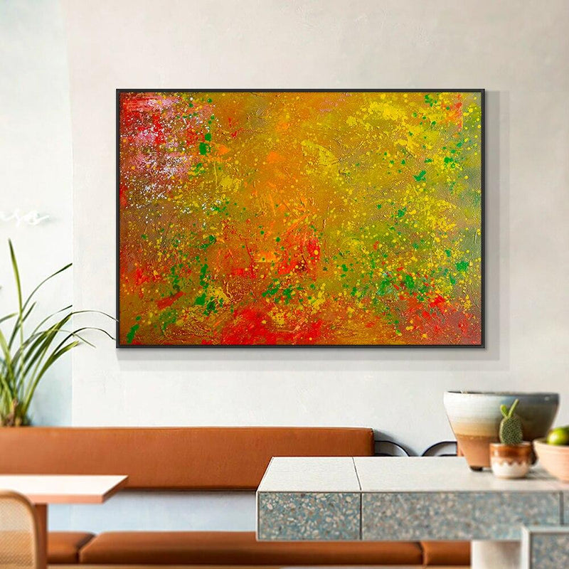 Abstract Thick Texture Oil Painting On Canvas Hand Painted Red