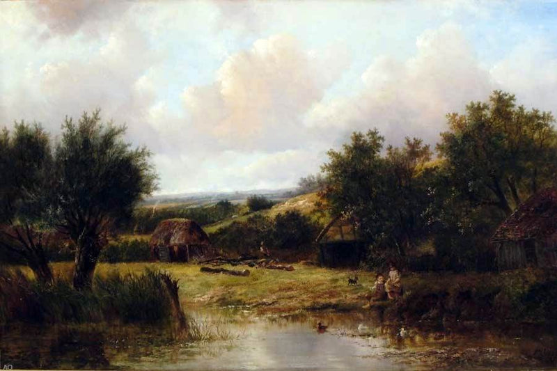 On a Farmstead by Joseph Thors - Hand Painted Oil Painting