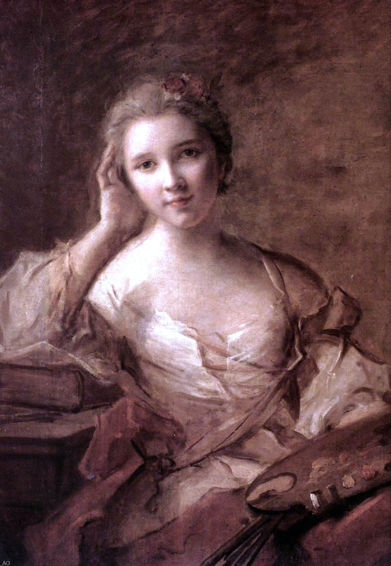 Portrait of a Young Woman Painter by Jean-Marc Nattier - Hand Painted Oil Painting