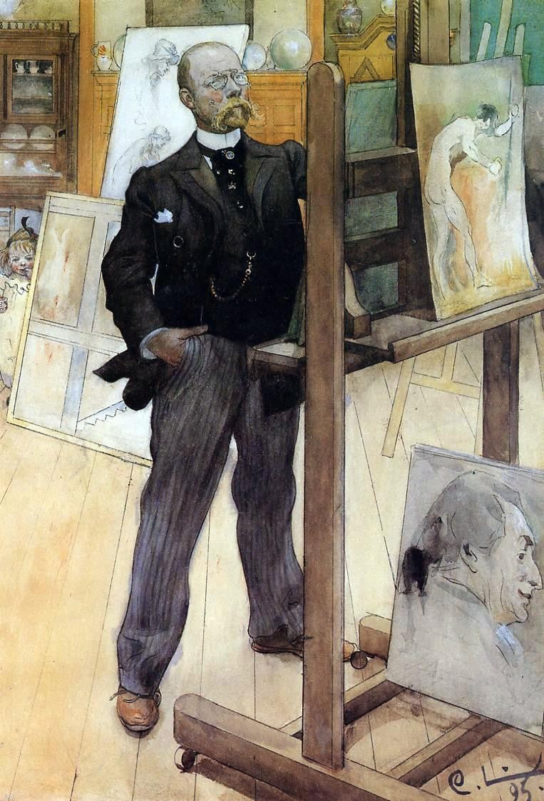 A Self Portrait by Carl Larsson - Hand Painted Oil Painting