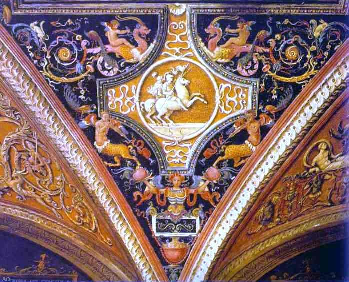 Detail of the Ceiling by Pietro Perugino - Hand Painted Oil Painting