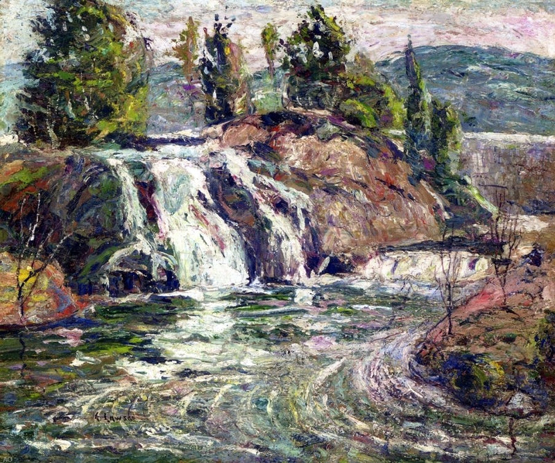 A Waterfall by Ernest Lawson - Hand Painted Oil Painting