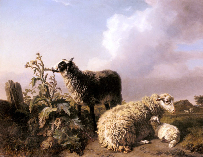 Les Moutons by Edmond Baptiste Tschaggeny - Hand Painted Oil Painting