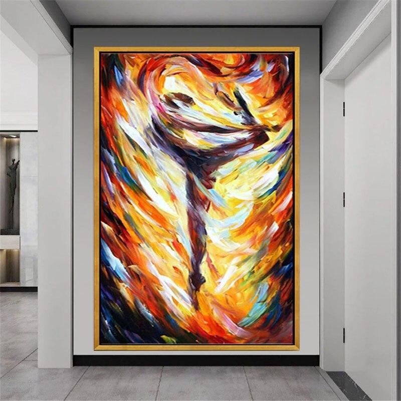 Hand Painted Oil Painting Modern Retro Colorful Impression People Abstract Hoom Decors