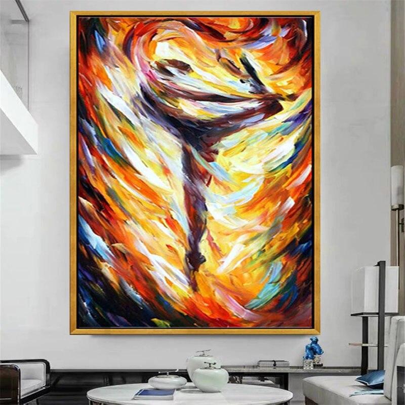 Hand Painted Oil Painting Modern Retro Colorful Impression People Abstract Hoom Decors