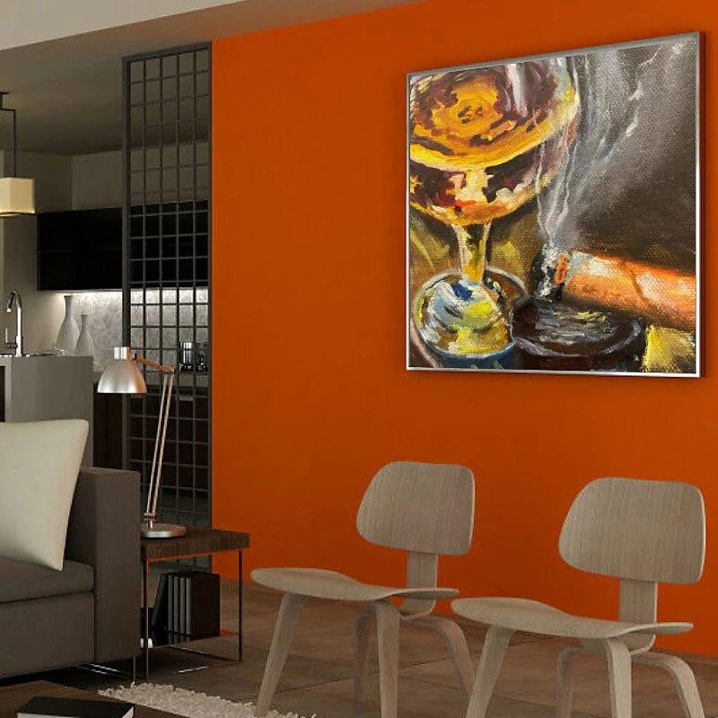 Hand Painted Oil Painting Still Life Painting Canvas Smoke Cup Abstract Room s