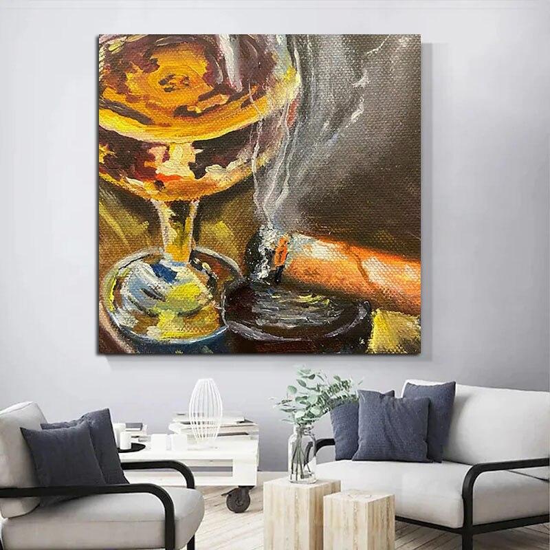Hand Painted Oil Painting Still Life Painting Canvas Smoke Cup Abstract Room s