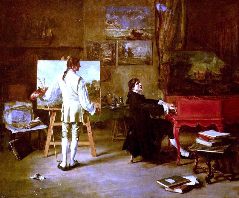 Pergolese Dans L'atelier De Joseph Vernet by Lucien Alphonse Gros - Hand Painted Oil Painting