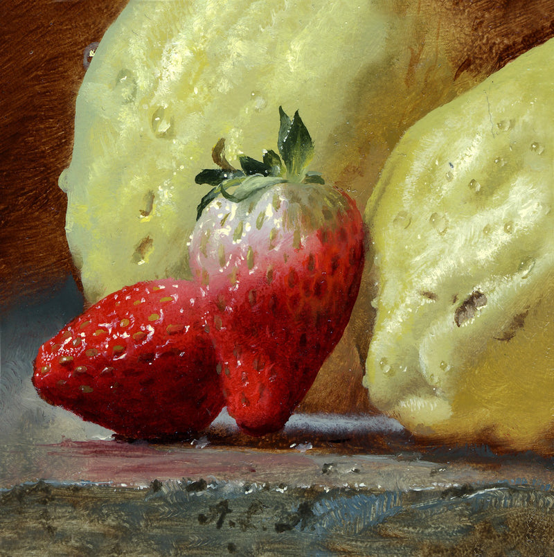 Still Life with Strawberries and Lemons Oil Painting