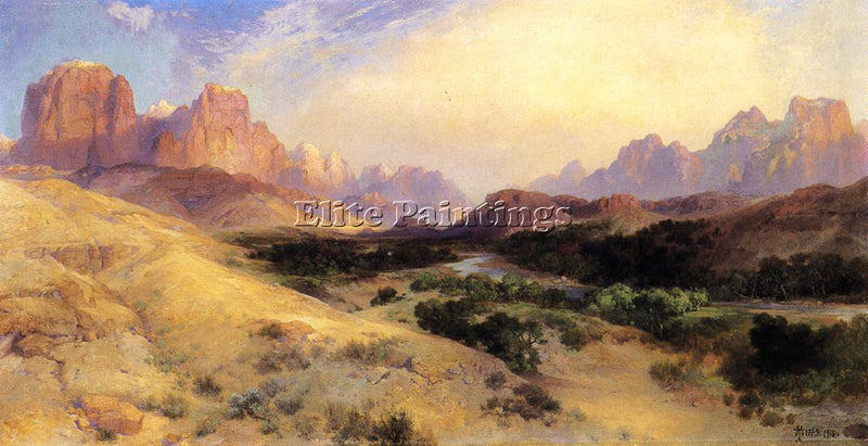 THOMAS MORAN ZION VALLEY SOUTH UTAH ARTIST PAINTING REPRODUCTION HANDMADE OIL