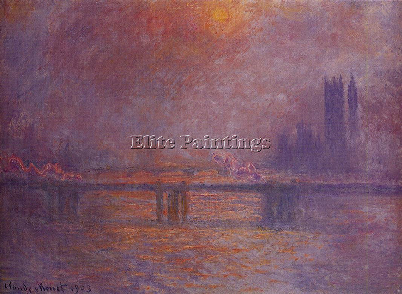 CLAUDE MONET CHARING CROSS BRIDGE THE THAMES ARTIST PAINTING HANDMADE OIL CANVAS