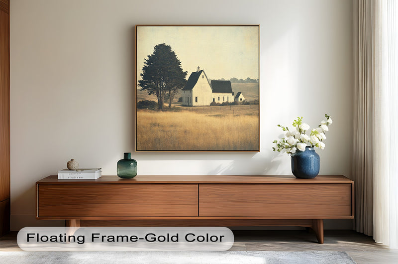 Golden Prairie Barn – Farmhouse Landscape Oil Paintings