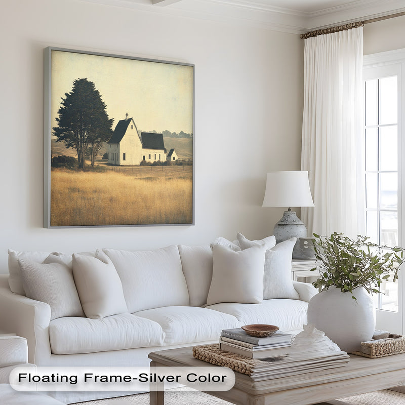 Golden Prairie Barn – Farmhouse Landscape Oil Paintings