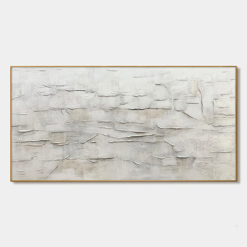 WHITE SANDS: White Abstract Minimalist Oil Painting on Canvas