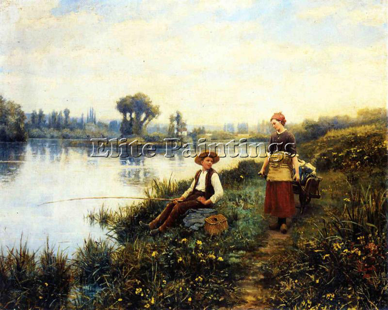 DANIEL RIDGWAY KNIGHT A PASSING CONVERSATION ARTIST PAINTING HANDMADE OIL CANVAS