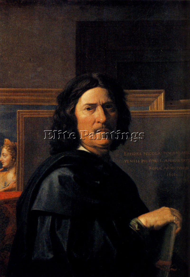 NICOLAS POUSSIN  SELF PORTRAIT ARTIST PAINTING REPRODUCTION HANDMADE OIL CANVAS