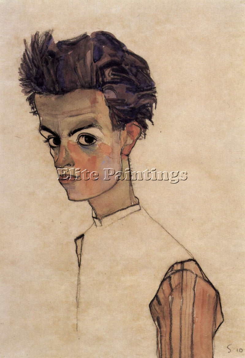 EGON SCHIELE SELF PORTRAIT ARTIST PAINTING REPRODUCTION HANDMADE OIL CANVAS DECO