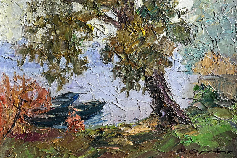 Oil painting Boats on the shore Boris Serdyuk