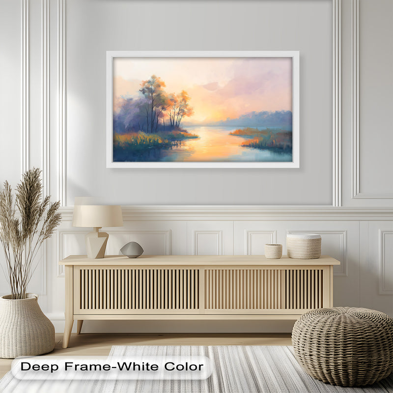 Sunrise on a Cold Morning – Framed Landscape Oil Painting