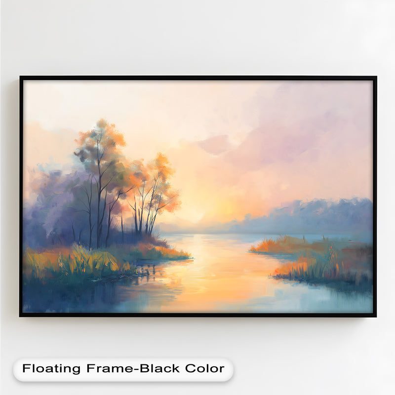 Sunrise on a Cold Morning – Framed Landscape Oil Painting