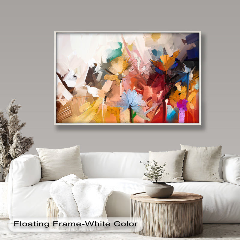 Abstract Colorful of Spring Flower – Modern Floral Oil Painting