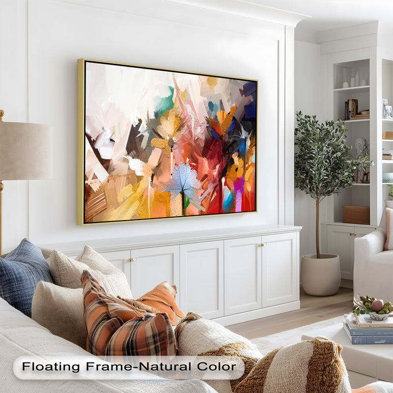 Abstract Colorful of Spring Flower – Modern Floral Oil Painting