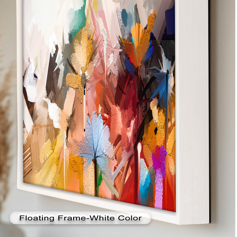 Abstract Colorful of Spring Flower – Modern Floral Oil Painting