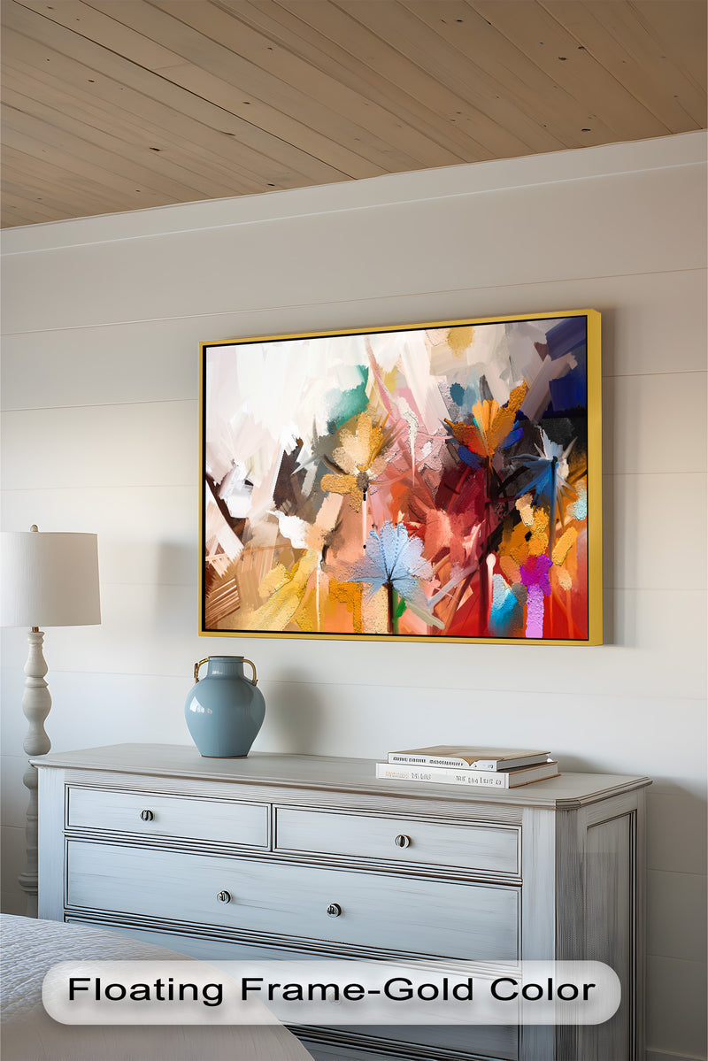 Abstract Colorful of Spring Flower – Modern Floral Oil Painting