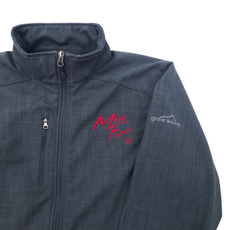 EDDIE BAUER フリースライニング ソフトシェルジャケット M グレー ポリエステル US企業 Mead Farms 91 刺繍